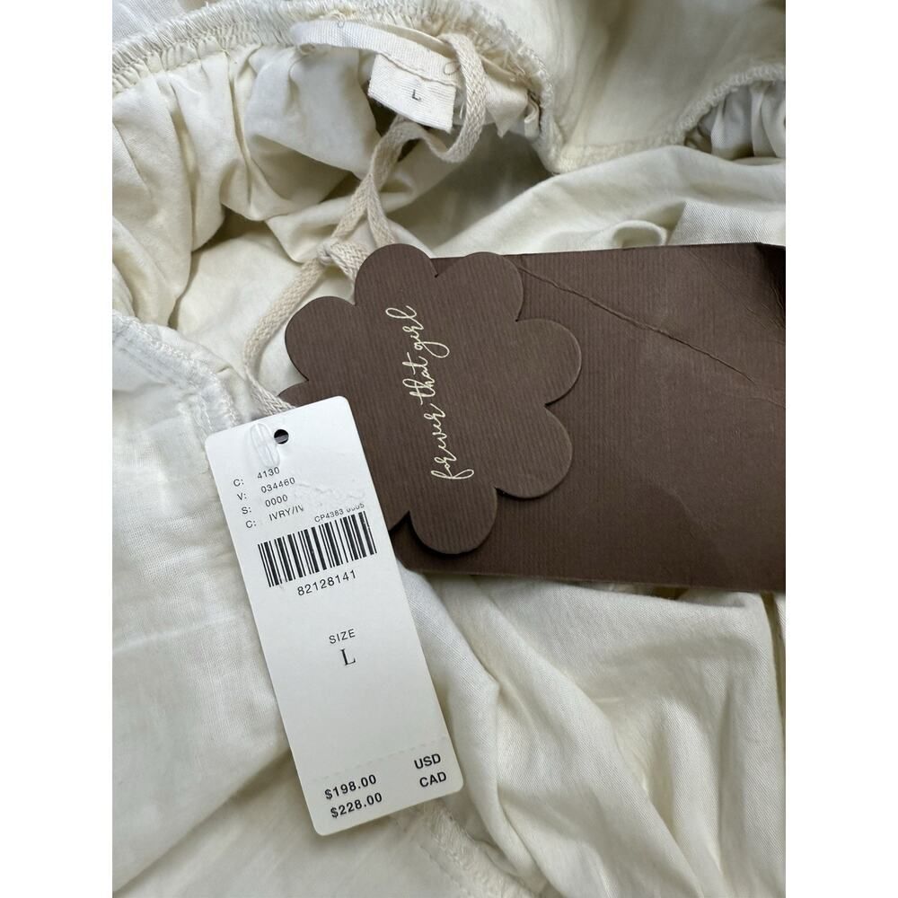 New Anthropologie Forever That Girl Tiered Deep V Cream Embroidered Dress L - Picture 10 of 12